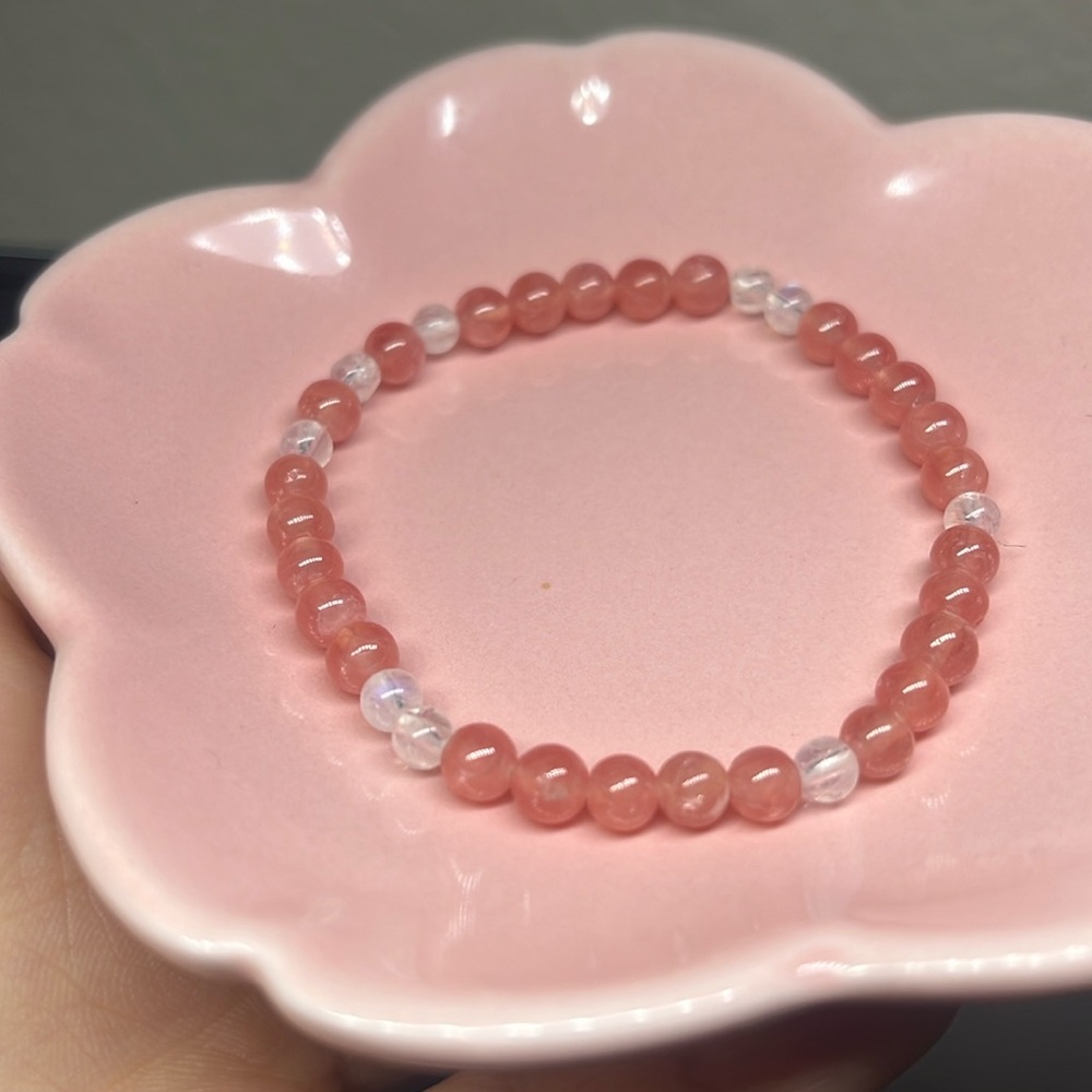 Ice Rhodochrosite Gemstone Beaded Bracelet